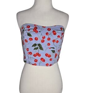Maeve Retro Pinup Cherry Print Crop Top Bandeau Rockabilly Novelty Fruit Women 6